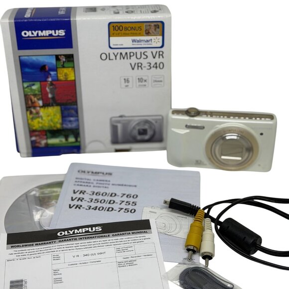 Olympus VR-340 16MP Digital Camera Silver 10x Optical Zoom w/ Box & Manuals - Picture 1 of 10